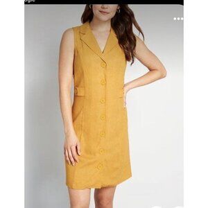 ModCloth Linen Dress Coastal Mustard Women 10